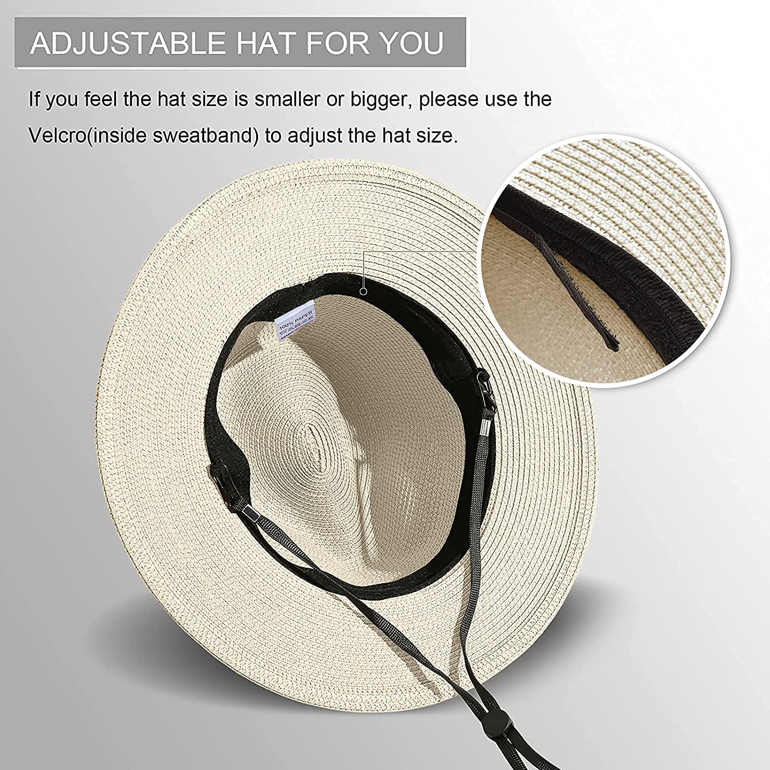 2 Pack Women Straw Hat Panama Wide Brim Roll up Hat Fine Braid