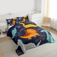 thumbnail image 3 of Homewish Kawaii Navy Dinosaur Bedding Comforter Set for Kids, Chic Polkadots Twin Comforter Sets, Cartoon Animal Reversible Bedding Set, Lightweight Room Decor, 2-Piece, 3 of 8
