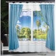 thumbnail image 4 of Ambesonne Summer Shower Curtain, Rural Lake River View, 69"Wx84"L, Slate Blue Green White, 4 of 5