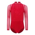 thumbnail image 3 of Xnihocha Girls Rhythmic Gymnastics Dance Unitard Ballerina Outfit Bodysuit Figure Ice Skating Dancewear Red 8, 3 of 5