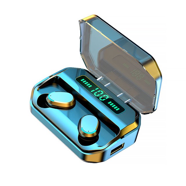 Earbud 5.0 Pantalla LED compatible con Bluetooth 10M Control táctil Tapa de silicona Teléfono inteligente Auriculares Auriculares con caja de carga Negro Inevent EL022405-01B