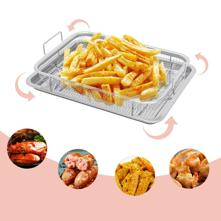 2pc Air Fryer Basket For Oven Stainless Steel Frying Basket Non