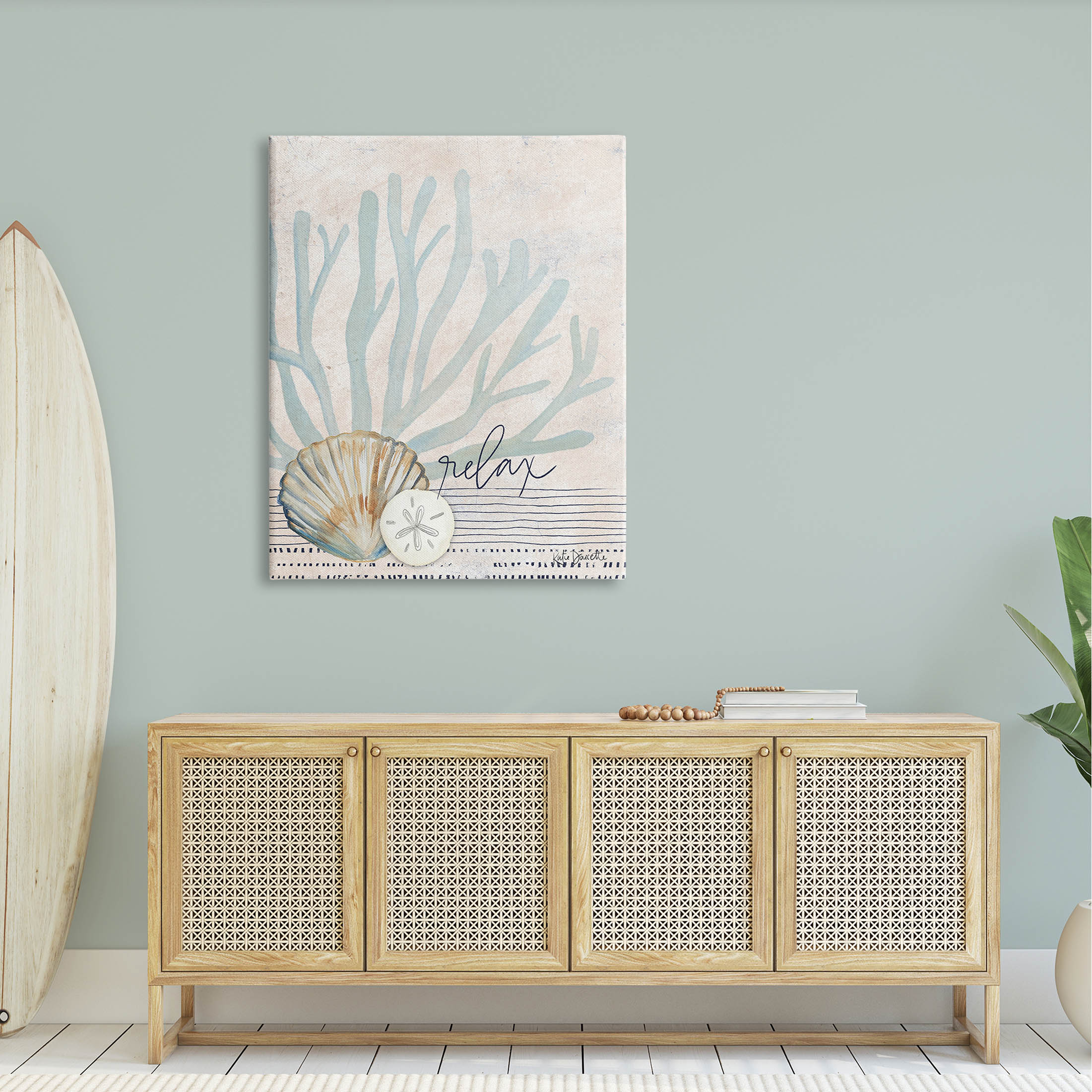 Stupell Industries Striped Sea Life Aquatic Seashells Graphic Art Gallery Wrapped Canvas Print Wall Art, Design by Katie Doucette