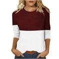 thumbnail image 2 of KIHOUT Women's Printed Loose T-shirt Mid-length 3/4 Sleeves Blouse Round Neck Casual Tops, 2 of 4
