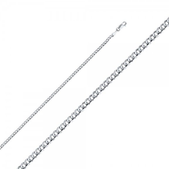 14K White Gold 2.7mm Cuban Concave Chain :  18"