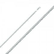 14K White Gold 2.7mm Cuban Concave Chain : 18"