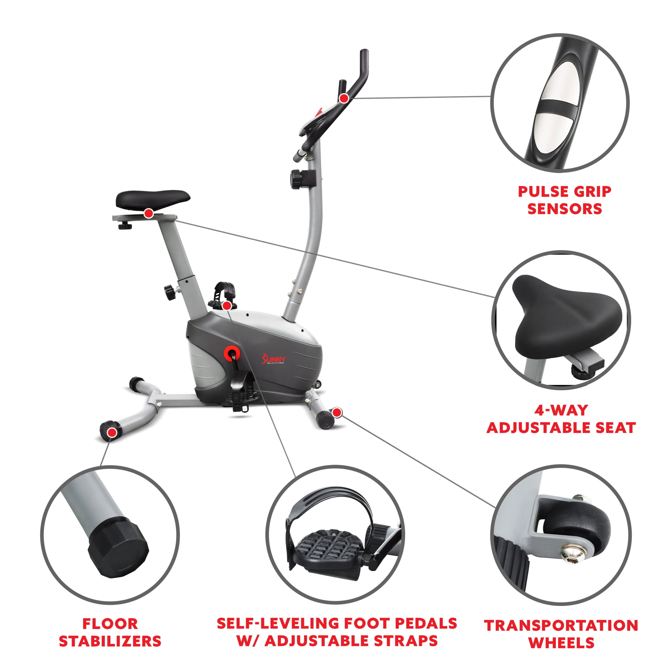 Sunny Health & Fitness Upright Indoor Cycling Bike, Performance Interactive Series w Smart Bluetooth & FREE SunnyFit® App  - SF-B220030