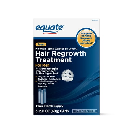 Equate Men's Minoxidil Foam for Hair Regrowth, 3-Month (Best Natural Hair Regrowth)