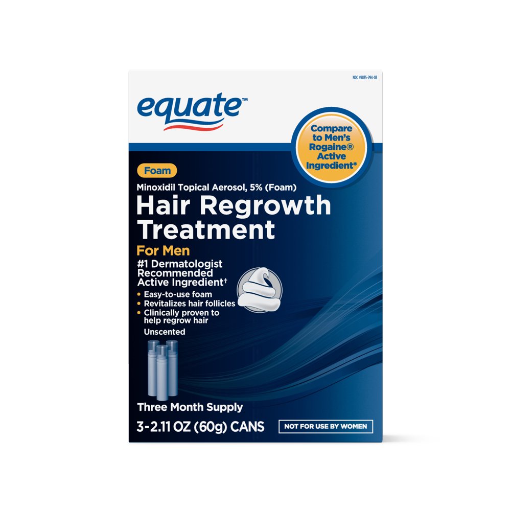 Equate Minoxidil Topical Aerosol 5 Hair Regrowth Treatment for Men, 3