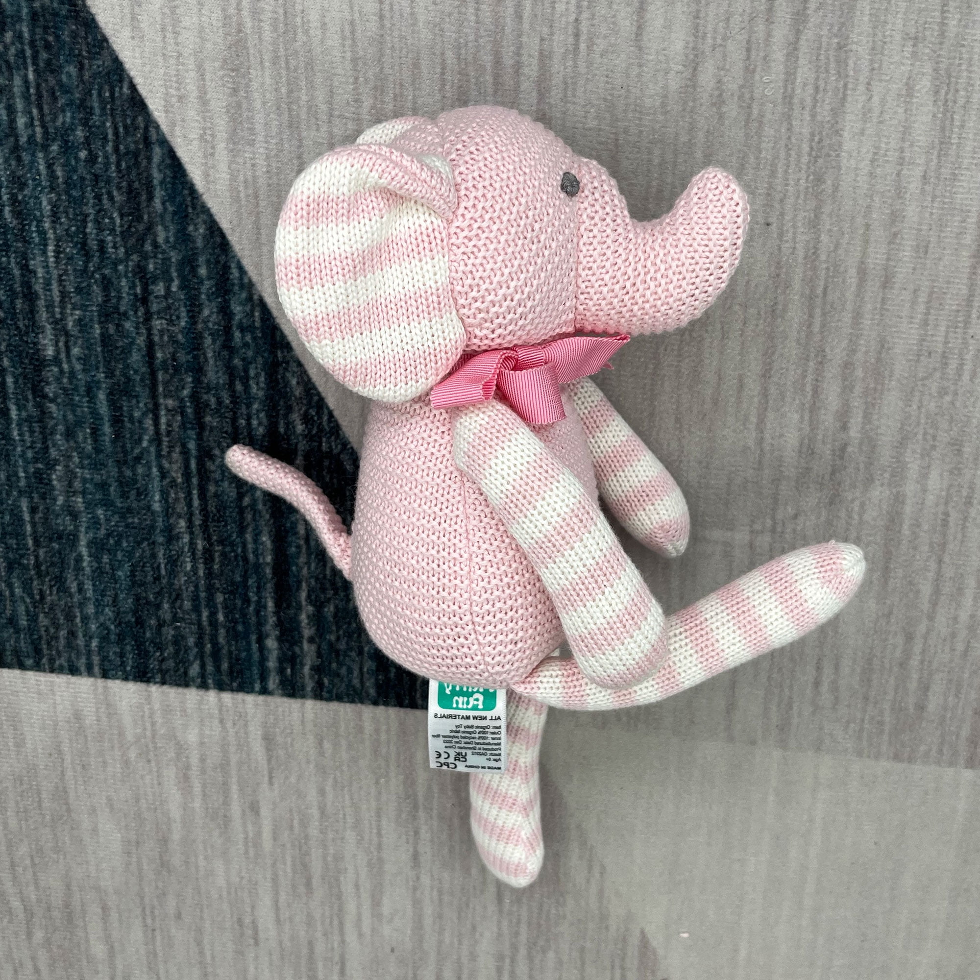 Collection infant elephant Organic Baby Toys Stuffed Animal , 7 inches pink (0-36months)