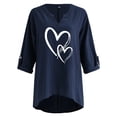 thumbnail image 4 of Camiseta suelta estampada a la moda para mujer Blusa de manga larga con cuello en V Tops casuales Pompotops  FGAJ3889, 4 of 5