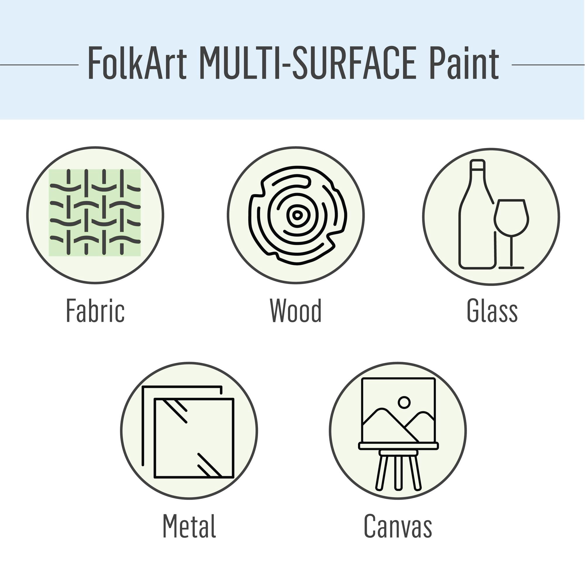 FolkArt Multi-Surface Satin Acrylic Craft Paint Set, Brights, 16 Colors, 2 fl oz Each