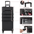 thumbnail image 4 of Rolling Makeup Case Large, 4 in 1 Professional Makeup Train Case, Cosmetic Storage Organizer Cosmetic Travel Case with Folding Trays, Wheels and Aluminum Frame, Black, 4 of 8