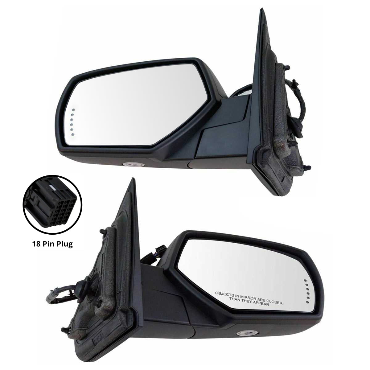 Kool Vue Power Mirror compatible with Chevy Silverado/Sierra 99-07 Right and Left Side Manual Folding Heated and Signal Light W/Puddle Light Paintable Includes 2007 Classic 