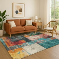 Addison Rugs Mayfield Premium Machine Washable Transitional Abstract Teal Rectangle Rug, 10' x 14'