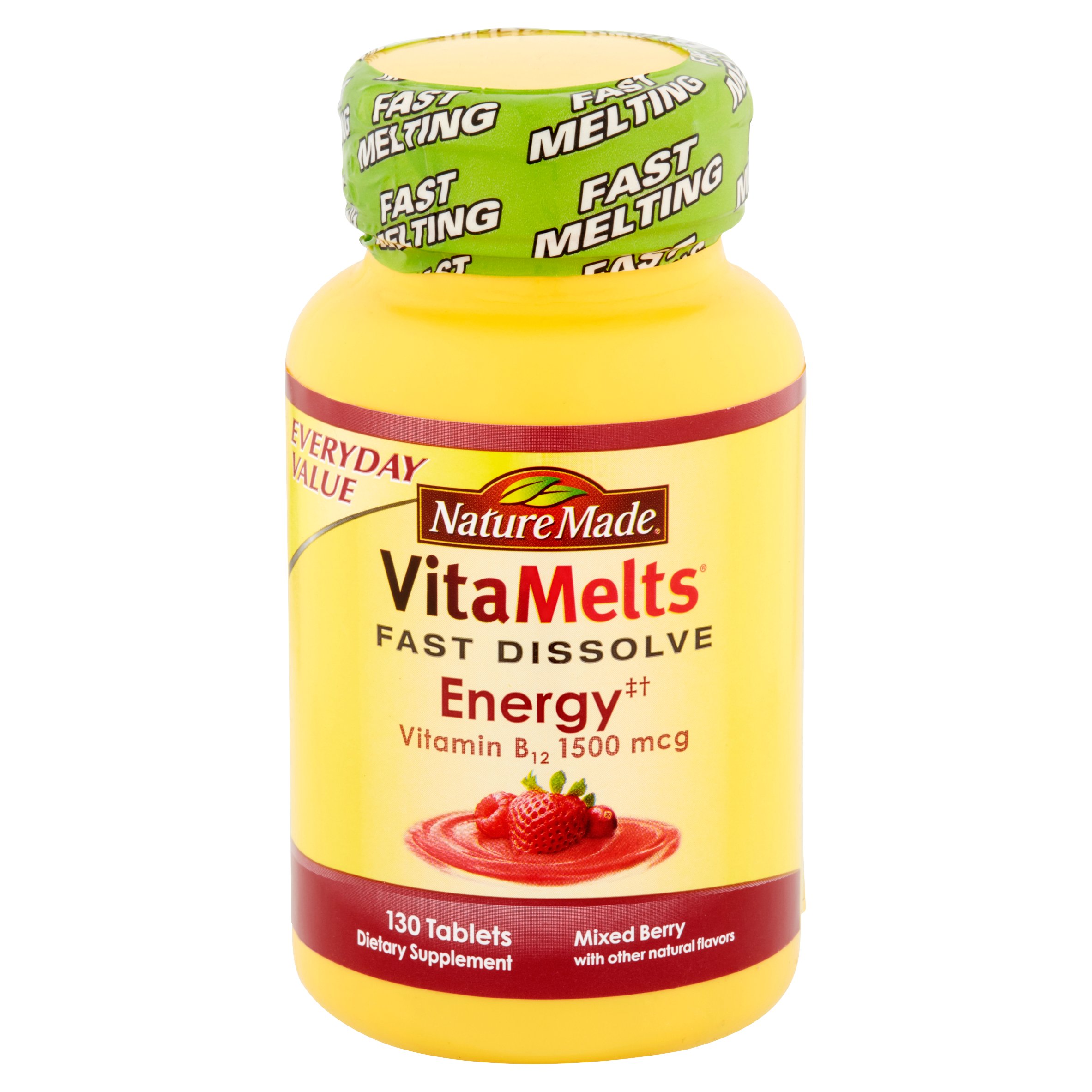 Nature Made VitaMelts Mixed Berry Vitamin B12 Fast Dissolve Tablets, 1500 mcg, 130 count - image 2 of 5