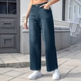 thumbnail image 5 of yardsong Women's Sherpa Lined Straight Leg Jeans High Waisted Stretchy Fleece Winter Warm Casual Denim Pants with Pockets Blue,M, 5 of 8
