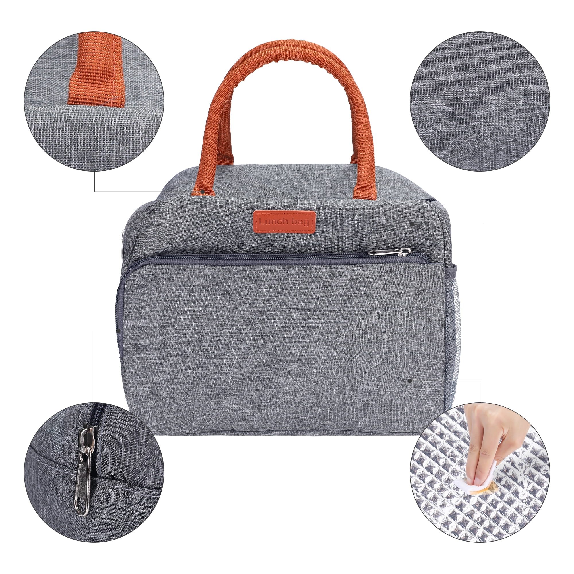 Unique Bargains Insulated Bag Lunch Bag Cooler Bag for Work Office Gray