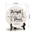 thumbnail image 4 of Round He Gives Strength To The Weary And Increases The Power Of The Weak. Isaiah 40:29 Wood Color Circle Table Sign (5x5"), 4 of 4
