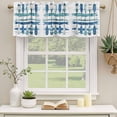 thumbnail image 2 of Lake Paddles Curtain Valances for Windows, Kitchen Valance Window Treatments Panel 2 Pack, Summer Watercolor Teal Blue Striped Rod Pocket Short Curtains for Bathroom Bedroom 60 x 18 Inch, 2 of 8