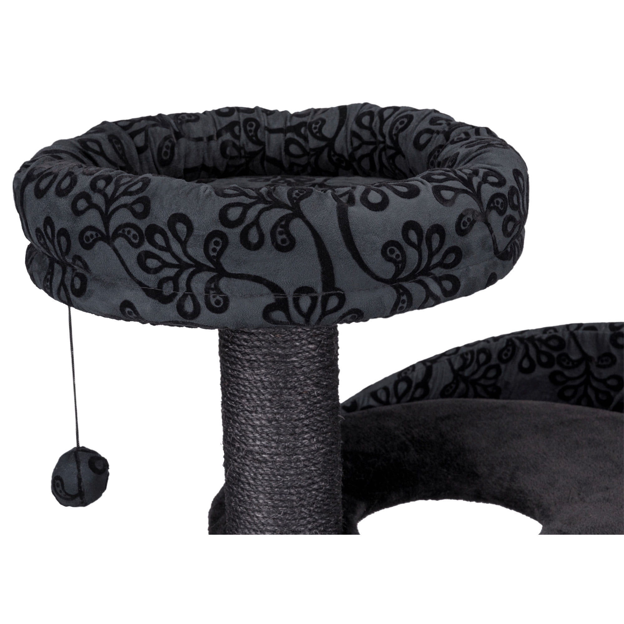TRIXIE Filippo 4-Level 45" Cat Tree, Sisal Scratching Post, Plush Condo-Hammock, Dk Gray