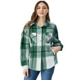 thumbnail image 4 of FYMNSI Women and Girls Button Down Plaid Flannel Shirts Autumn Casual Long Sleeve Shacket Mommy and Me Matching Outfits Green (Girl 8-9T), 4 of 10