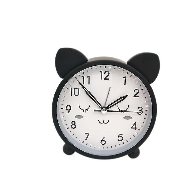 Despertador para ni?os Gato de metal redondo lindo con luz de noche cálida Sin garrapatas Clásico para dormitorio de ni?as y ni?os