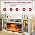thumbnail image 3 of Easoger 36 Inch Fireplace TV Stand for TVs up to 80", LED Light Entertainment Center with 3-Sided Glass Fireplace, TV Console, White, 3 of 11