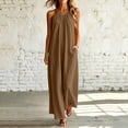 thumbnail image 2 of Tqcoqu Sleeveless Long Dress for Women,Boho Halter Maxi Sundress Casual Loose Dresses,Khaki Women's S-XXL, 2 of 7