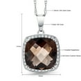 thumbnail image 5 of Gem Stone King 6.37 Ct Cushion Checkerboard Brown Smoky Quartz White Created Sapphire 10K White Gold Pendant with Chain, 5 of 5