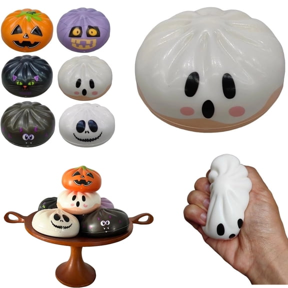 Halloween Spooky Ghost Dumpling, Dumplings Squish with Steamer Stress Balls Stress Relief Fidget Sensory for Holiday & Birthday Gifts