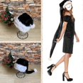 thumbnail image 2 of Christmas Velvet Santa Hat Unisex Comfortable Black and White for Adults, 2 of 5