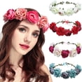 thumbnail image 3 of Rose Garland Seaside Photo Garland Hairband Headwear Floral Beach Wedding Hair Accessory for Women Girls, 3 of 8