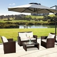thumbnail image 2 of 4-Piece Outdoor Sectional Sofa Set, PE Rattan Conversation Set with Arm Chairs, Tea Table and Cushions, All-Weather Cushioned Sofa Furniture Set for Backyard, Patio, Porch, Garden, Poolside, K3029, 2 of 9