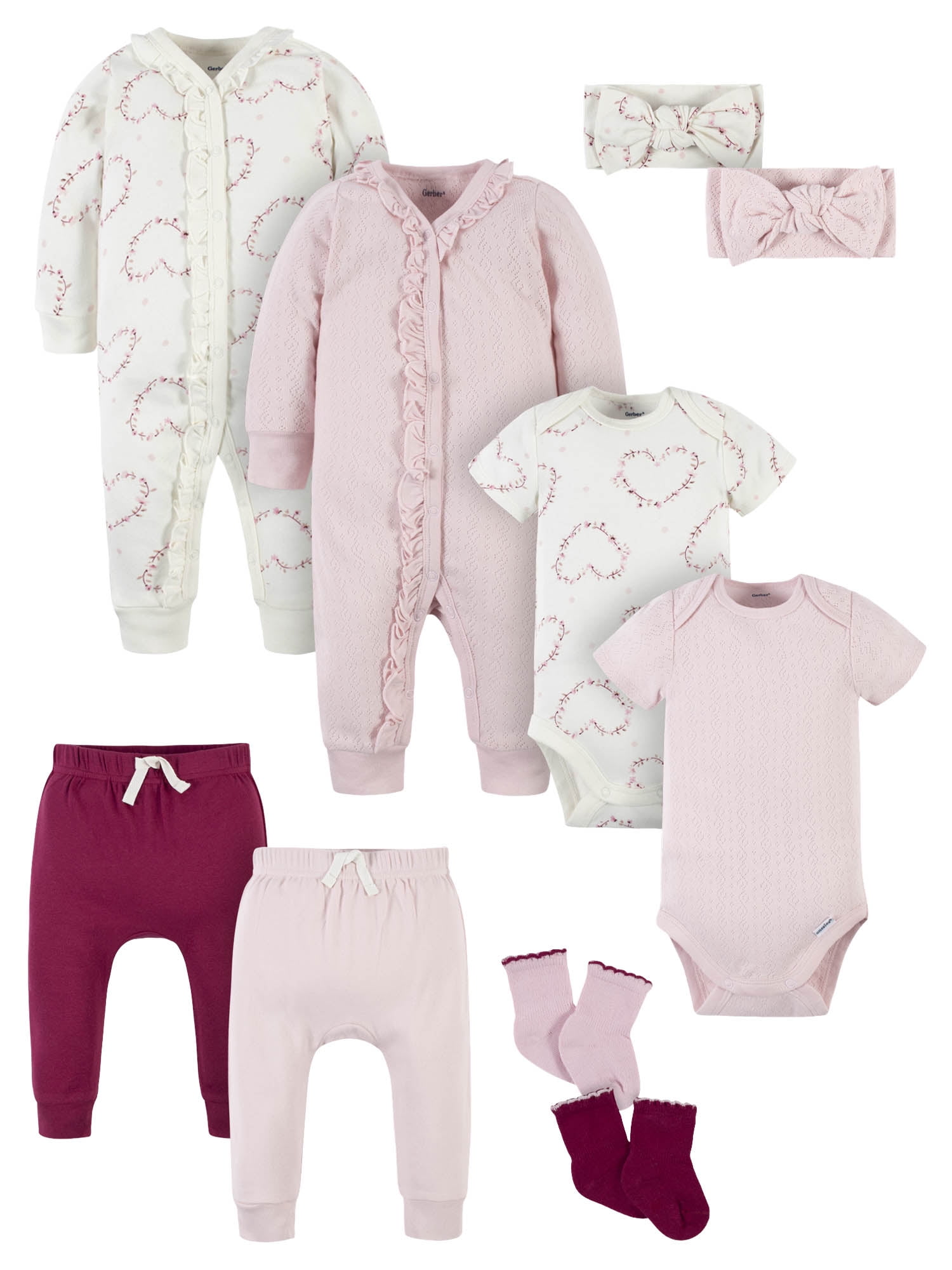 Modern Moments by Gerber Baby Girl Layette Shower Gift Set, 12-Piece (Newborn-3/6 Months)