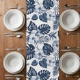 thumbnail image 6 of Blue Flower Tropical Palm Leaves Table Runner-70 Inch Long Hawaiian Plant Branch Table Runners Linen Burlap Tablerunner for Kitchen Dining Room Holiday Party, 6 of 9