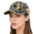 thumbnail image 4 of QASIEATN Women's Everyday Wear Accessories Retro Ripped Denim Baseball Cap for Women Fashion Solid Color Distressed Sports Sun Hat Women's Trucker Hat, 4 of 7