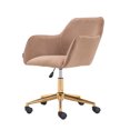 thumbnail image 5 of Modern Velvet Fabric Office Chair, Adjustable Height 360 revolving Office Chair with Gold Metal Legs and Universal Wheels, Soft Comfy Home Office Desk Chair ,Light Coffee Brown, 5 of 9