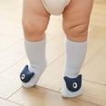 thumbnail image 2 of Xfvqtps Toddler Boys Girls Floor Socks with Grippy Cute Cartoon Animal Decoration Long Foldable Non Slip Soft Comfortable Indoor Warm Cotton Socks for 0-3 Years Gray, 2 of 9
