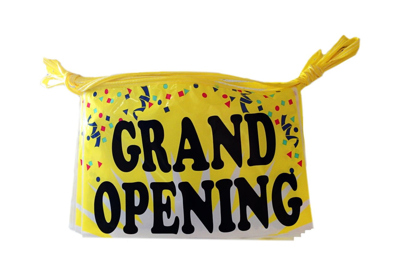 30 FT. GRAND OPENING Streamers with 10 12" H x 18" L Weatherproof