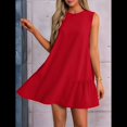 thumbnail image 3 of Vestido Tipo Chaleco Sin Mangas con Cuello Redondo en Color Liso, Rojo, Talla XL, 3 of 6