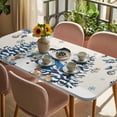 thumbnail image 3 of Blue Christmas Table Cloths for 5 Foot Rectangle Tables, Snowman Xmas Tree Balls Snowflake Rustic Patio Waterproof Elastic Fitted Tablecloths, Washable Rectangular Table Cover for Camping, 3 of 8