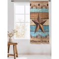 thumbnail image 3 of Sheer Curtains 63 Inch Length, Western Texas Star Retro Semi Sheer Curtains Light Filtering Window Treatment, Country Farmhouse Light Blue Brown Wooden Privacy Voile Drapes 52x63 Inch, 3 of 7