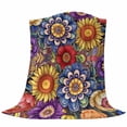 thumbnail image 6 of Boho Blue Flower Blanket Soft Cozy Warm Throw Blanket for Couch, Plush Fuzzy Flannel Fleece Blankets for Sofa, Spring Bohemia Chic Red Yellow Floral Bed Blankets Lightweight Gifts for Women, 30"x40", 6 of 9