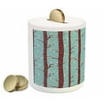 thumbnail image 2 of Forest Piggy Bank, Silhouettes of Birch Trees with Foliage Leaves in Snowy Winter Season, Ceramic Coin Bank Money Box for Cash Saving, 3.6" X 3.2", Pale Blue Maroon Cream, by Ambesonne, 2 of 4