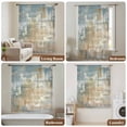 thumbnail image 5 of Blue Brown Semi Sheer Curtains Drapes for Living Room, Bedroom, French Doors Window 84 Inches Long, Vintage Modern Oil Painting Art Abstract Rod Pocket Chiffon Curtain Drapery Voile Draperies Panel, 5 of 8