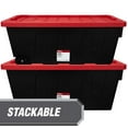 Hyper Tough 50 Gallon Snap Lid Wheeled Plastic Storage Tote, Black