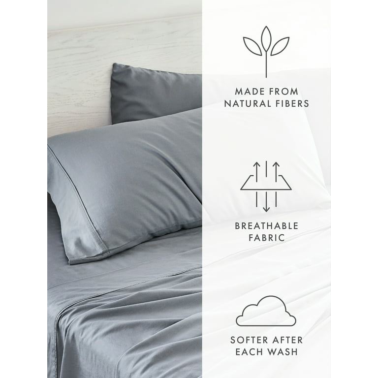 Comfort Canopy 4 Piece Gray Adult Bed Sheet Set Made from Rayon Derived from Bamboo for Soft Breathable Bed Sheets King Queen Full Twin