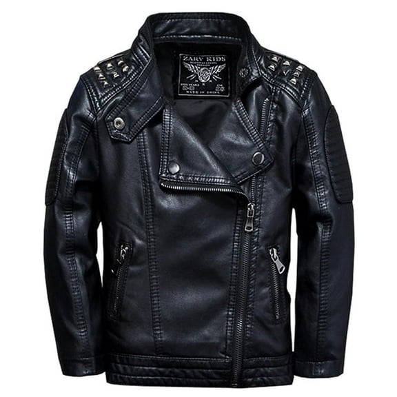 Boys Leather Jackets Studded Fashion Girls Motorcycle Kids Jacket