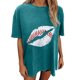 thumbnail image 2 of Tops de manga corta de ocio para mujer, estampado de labios, divertido estampado de béisbol, cuello redondo OAVQHLG3B Store  lin121212, 2 of 5